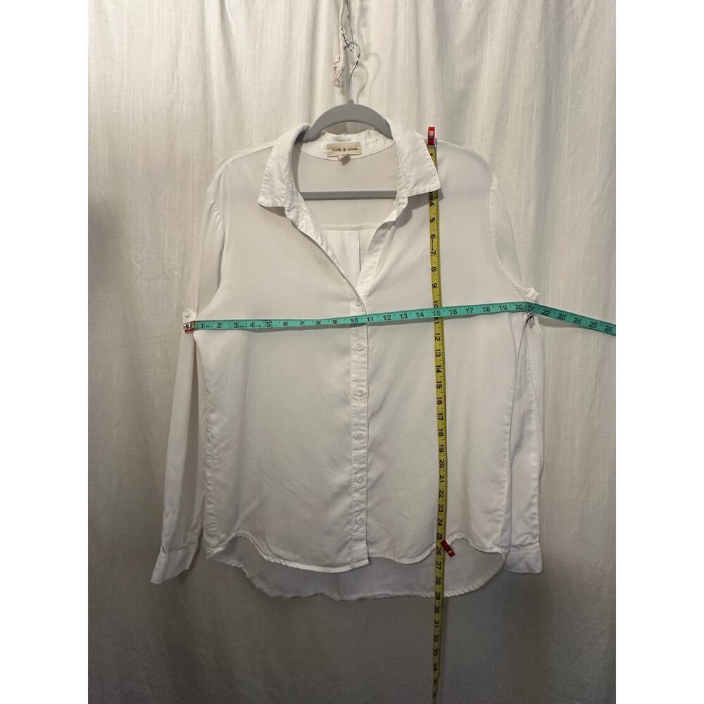 Cloth & Stone Womens White Lyocell Button Up Shirt Tab convertible sleeves Large - Picture 7 of 7